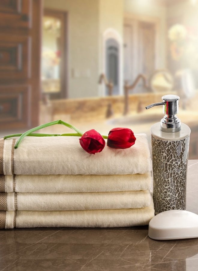 Creative Scents Monogrammed Gifts, Fingertip Towels, 11 x 18 Inches - Set of 4- Decorative Golden Brown Embroidered Towel - Extra Absorbent 100% Cotton- Personalized Gift- for Bathroom/ Kitchen- Initial R (Ivory) - Image 2