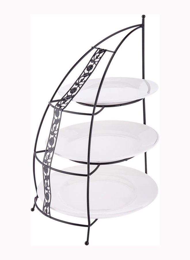 AKDC Get Unconventional 3 Tier Fruit Plate W/ Holder Affordable L(23Cm)Xw(23Cm)Xh(2Cm)/L(24Cm)Xw(18Cm)Xh(35Cm) White - Image 3