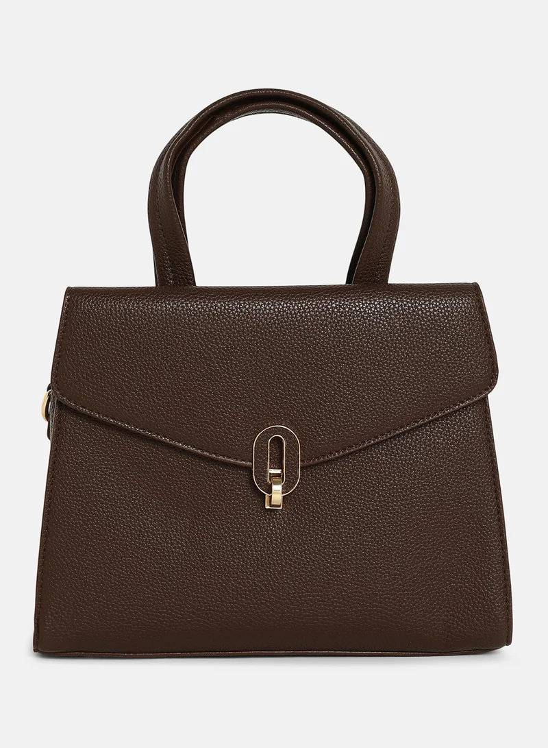 Haute Sauce  Solid Interlock Regular Vegan Leather Hand Bag For Women for Women | Best Price UAE