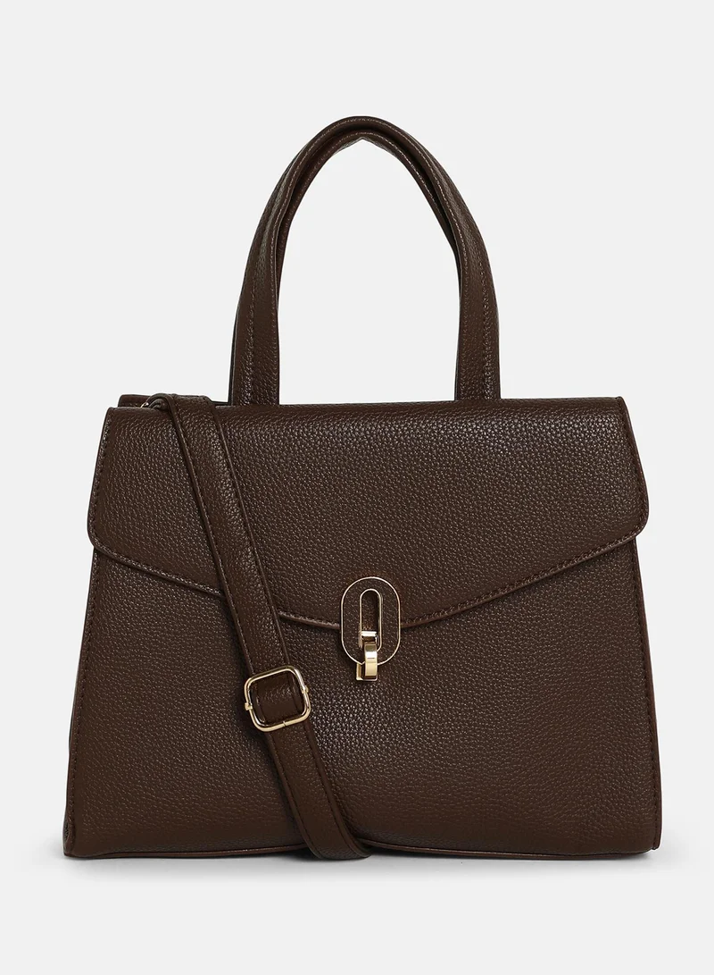 Haute Sauce  Solid Interlock Regular Vegan Leather Hand Bag For Women for Women | Best Price UAE