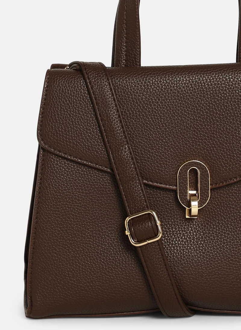 Haute Sauce  Solid Interlock Regular Vegan Leather Hand Bag For Women for Women | Best Price UAE