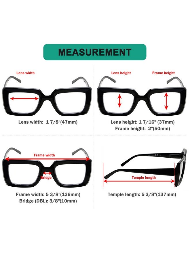 Eyekepper 5 Pack Square Reading Glasses For Women Stylish Oversize Readers Include 2 Pairs Green +2.00  - Image 3
