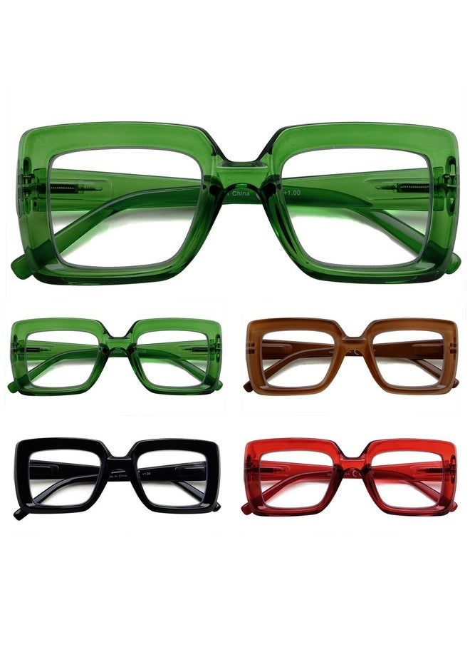 Eyekepper 5 Pack Square Reading Glasses For Women Stylish Oversize Readers Include 2 Pairs Green +2.00  - Image 1
