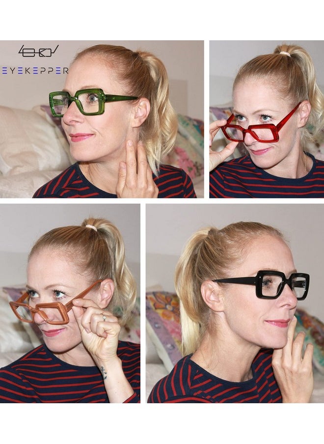 Eyekepper 5 Pack Square Reading Glasses For Women Stylish Oversize Readers Include 2 Pairs Green +2.00  - Image 2