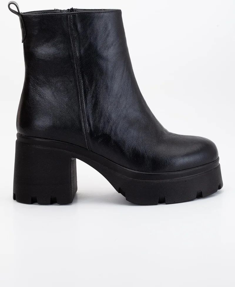Dilimler Ayakkabı Slices Shoes Heeled Boots Women Platform Black Flat Zipper
