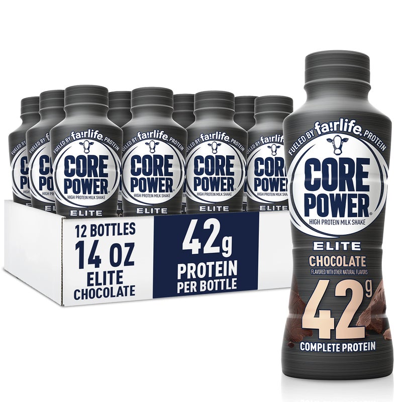 Core Power Elite High Protein Shake, Chocolate, 42g Bottle, 14oz, 12 Pack - Image 1