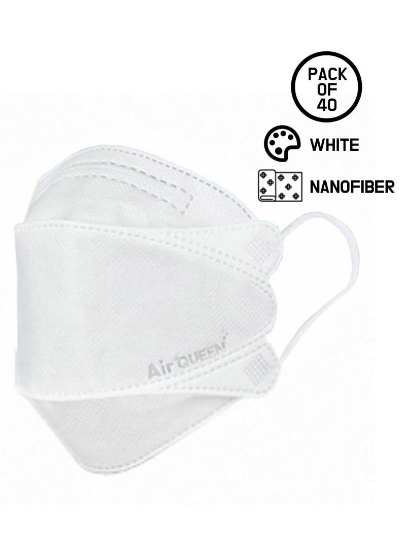 Air QUEEN Pack Of 40 Pieces Nanofiber Filter Face Mask For Adults Face Mask White  - Image 1