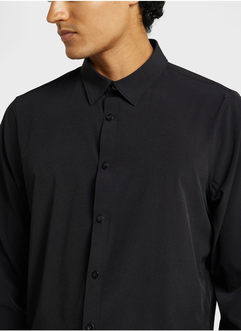 Thomas Scott - Thomas Scott Classic Slim Fit 4 Way Stretch Spread Collar Casual Shirt - Image 1