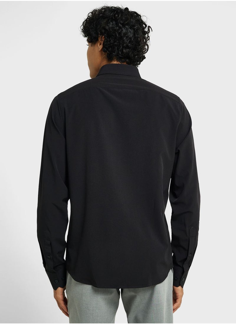 Thomas Scott - Thomas Scott Classic Slim Fit 4 Way Stretch Spread Collar Casual Shirt - Image 1