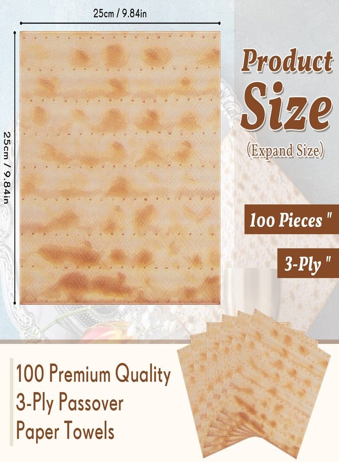 Henoyso 100 Pieces Passover Matzoh Napkin Disposable Pesach Napkins Matzo Patterned Paper Lunch Napkins for Dinner Table Party Decorations, 10 x 10 Inch - Image 2