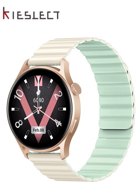 Lora 2 Calling Watch Lady Smart watch With 1.3"  AMOLED Touch Screen/24H Heart Rate & SPO2 & Sleep Monitor/Smart watch Women/Double Straps(Gold)