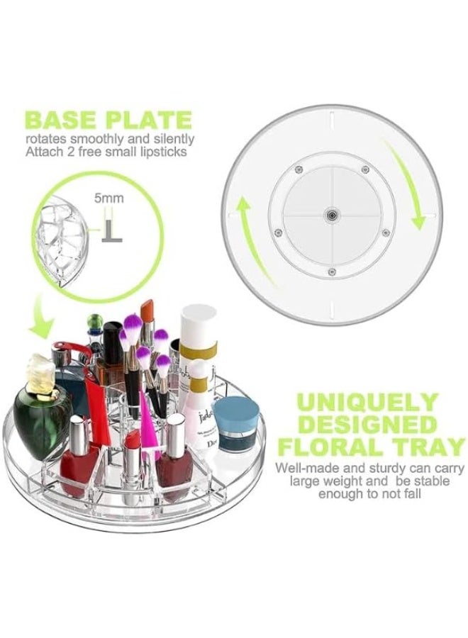 360 Rotating Makeup Organizer, Large Capacity Cosmetics Organizer for Perfume Holder Organizer Countertop, DIY Adjustable Bathroom Makeup Carousel Holder Rack, Clear Diamond - Image 4