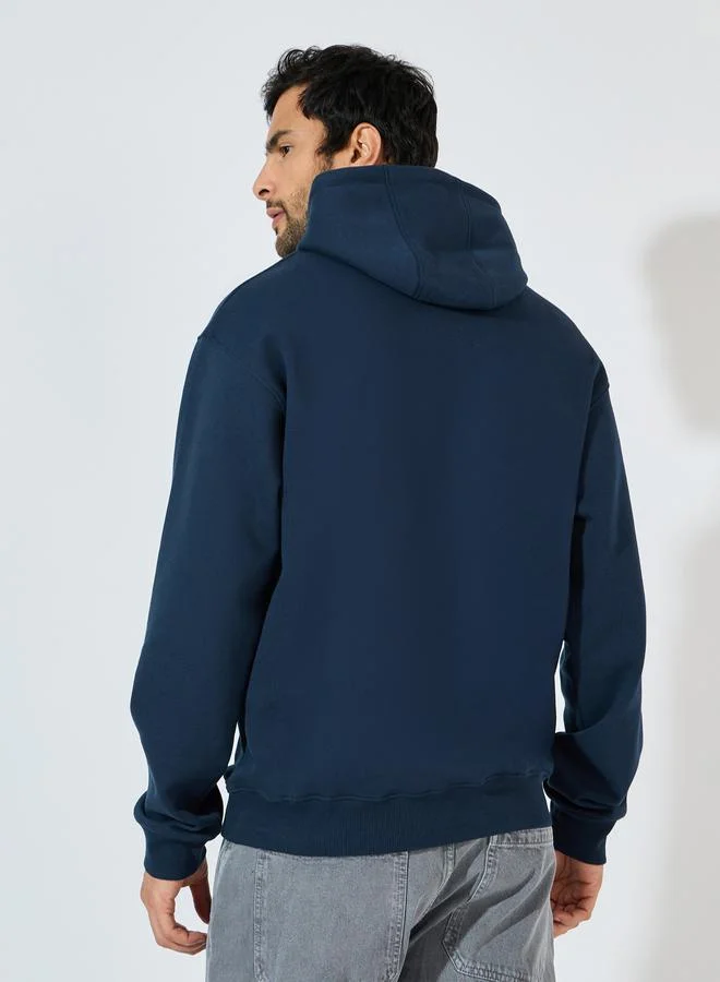 Styli Relaxed Fit Puff Print Fleece Hoodie