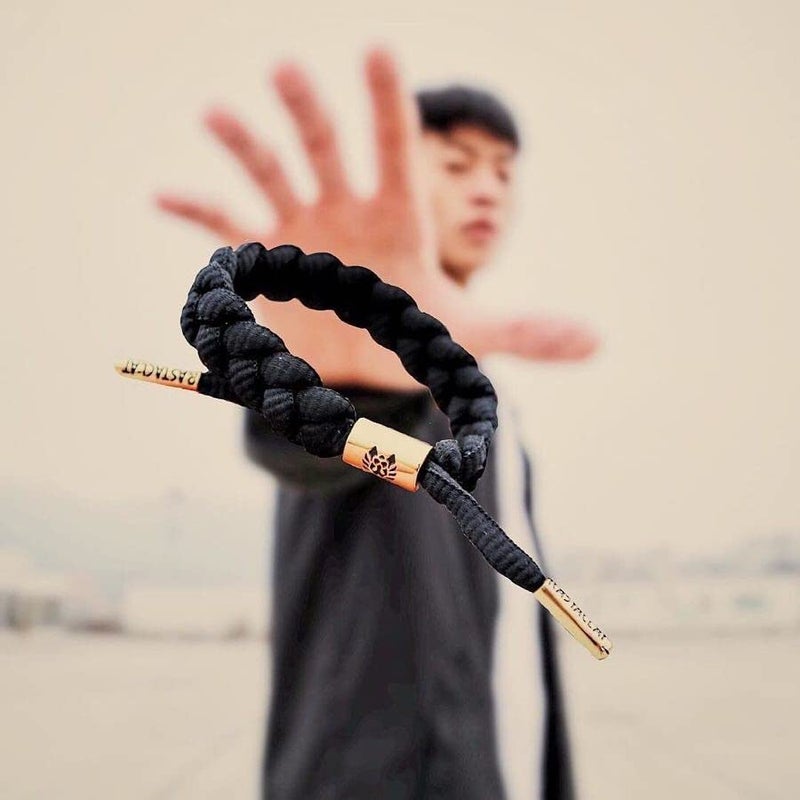 Rastaclat Braided Bracelet for Men and Women - Onyx II Black/Gold Bracelet | Adjustable Stackable & Braided by Hand (Small/Medium) - Image 5