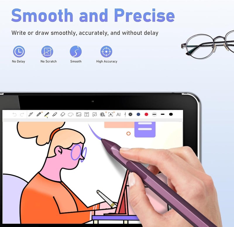 SSSÂ·GRGB Stylus Pen for HP Envy X360 Pavilion X360 Specter X360 Spectre X2 Envy X2 Rechargeable MPP 2.0 Tilt Active Pen with 4096 Pressure Sensitivity, Palm Rejection, Magnetic Attachment Function, Black - Image 3
