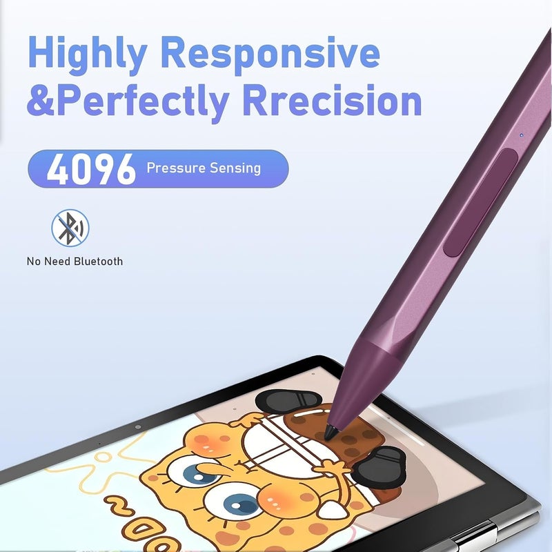 SSSÂ·GRGB Stylus Pen for HP Envy X360 Pavilion X360 Specter X360 Spectre X2 Envy X2 Rechargeable MPP 2.0 Tilt Active Pen with 4096 Pressure Sensitivity, Palm Rejection, Magnetic Attachment Function, Black - Image 2