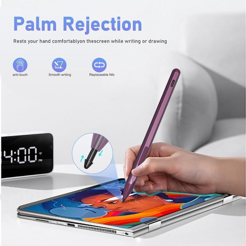 SSSÂ·GRGB Stylus Pen for HP Envy X360 Pavilion X360 Specter X360 Spectre X2 Envy X2 Rechargeable MPP 2.0 Tilt Active Pen with 4096 Pressure Sensitivity, Palm Rejection, Magnetic Attachment Function, Black - Image 4