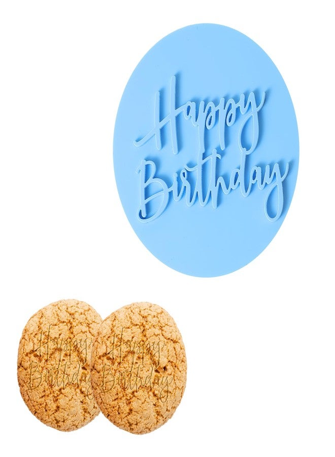 Yolev Happy Birthday Embosser Stamp 3d Design Cookie Stamps Cake Fondant Embosser Plastic Birthday Cookie Cutters Happy Birthday Fondant Stamp Decorating Cake Cupcake DIY Chocolate Paste 0.8cm - Image 1