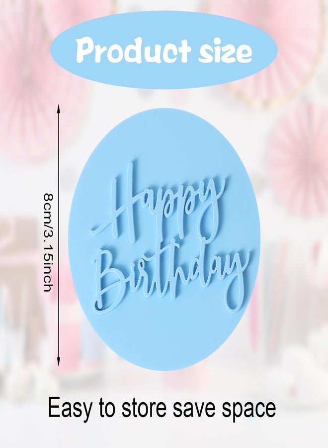 Yolev Happy Birthday Embosser Stamp 3d Design Cookie Stamps Cake Fondant Embosser Plastic Birthday Cookie Cutters Happy Birthday Fondant Stamp Decorating Cake Cupcake DIY Chocolate Paste 0.8cm - Image 2