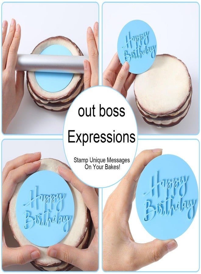 Yolev Happy Birthday Embosser Stamp 3d Design Cookie Stamps Cake Fondant Embosser Plastic Birthday Cookie Cutters Happy Birthday Fondant Stamp Decorating Cake Cupcake DIY Chocolate Paste 0.8cm - Image 3