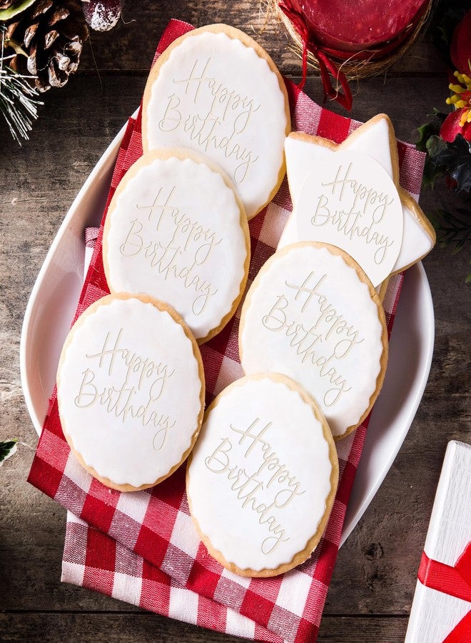 Yolev Happy Birthday Embosser Stamp 3d Design Cookie Stamps Cake Fondant Embosser Plastic Birthday Cookie Cutters Happy Birthday Fondant Stamp Decorating Cake Cupcake DIY Chocolate Paste 0.8cm - Image 4