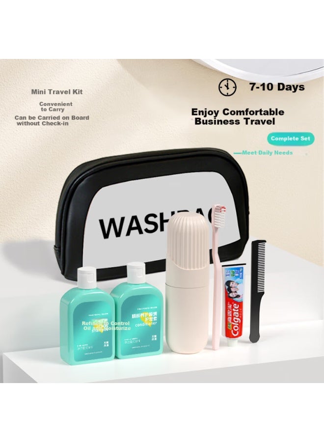 NOLANSEND Nuolansendi Travel Toiletry Set, Toiletry Bag With Shampoo, Shower Gel, Towel, Toothbrush, Toothpaste, And Toiletry Cup, A07 Seven-piece Set - Image 3