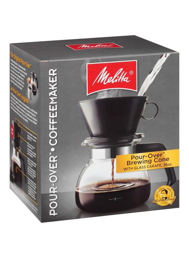 Melitta Melitta Pour-Over Coffee Brewer W/ Glass Carafe, Holds 6 - 6 Oz Cups, Black - Image 1