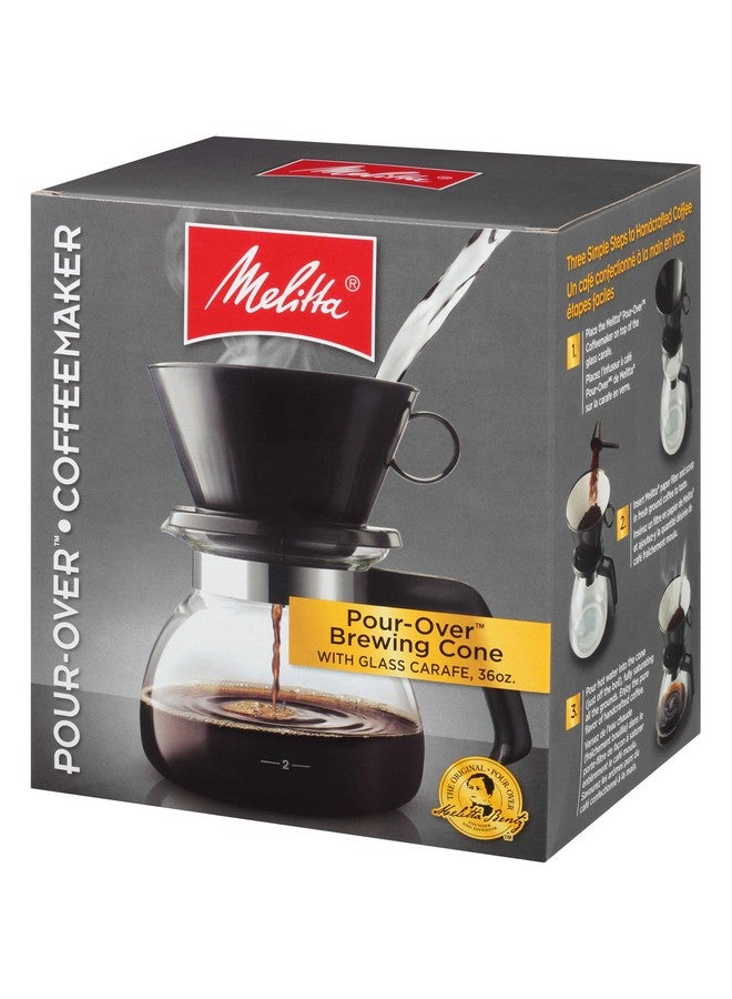 Melitta Melitta Pour-Over Coffee Brewer W/ Glass Carafe, Holds 6 - 6 Oz Cups, Black - Image 3