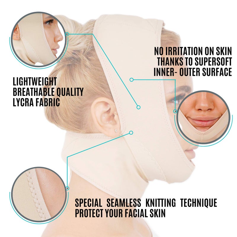 invera Chin Compression Garment After Liposuction Surgery, Neck Cover Strap Bandage - Image 4