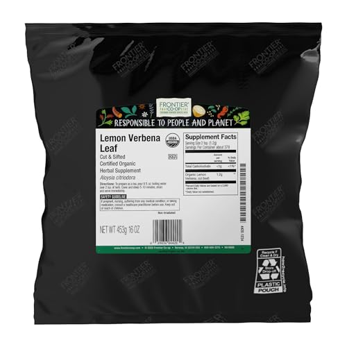Frontier Co-op Frontier Coop Organic Lemon Verbena Leaf Cut and Sifted Kosher Bulk Bag  Loose Leaf Lemon Verbena Tea  Cafe and Restaurant Supply  16 Ounce Pack of 1 - Image 1
