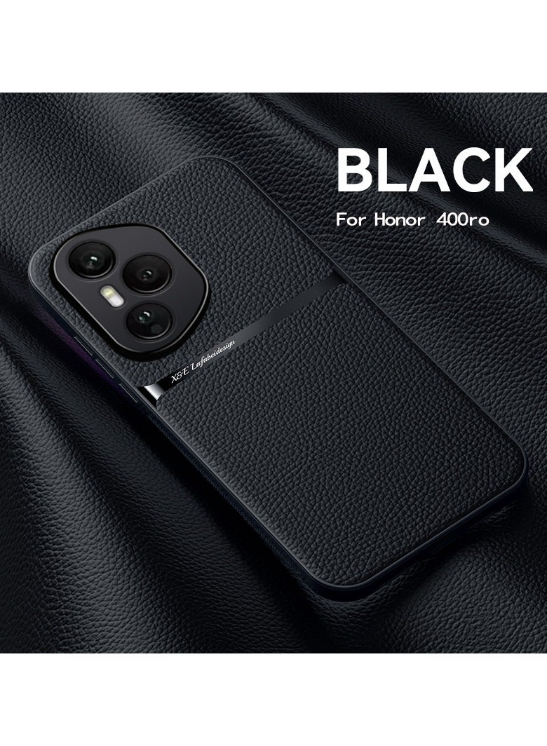 جراب سيليكون من الجلد الصناعي مقاوم للصدمات متوافق مع Honor 400 Pro  ( اسود ) - Image 2