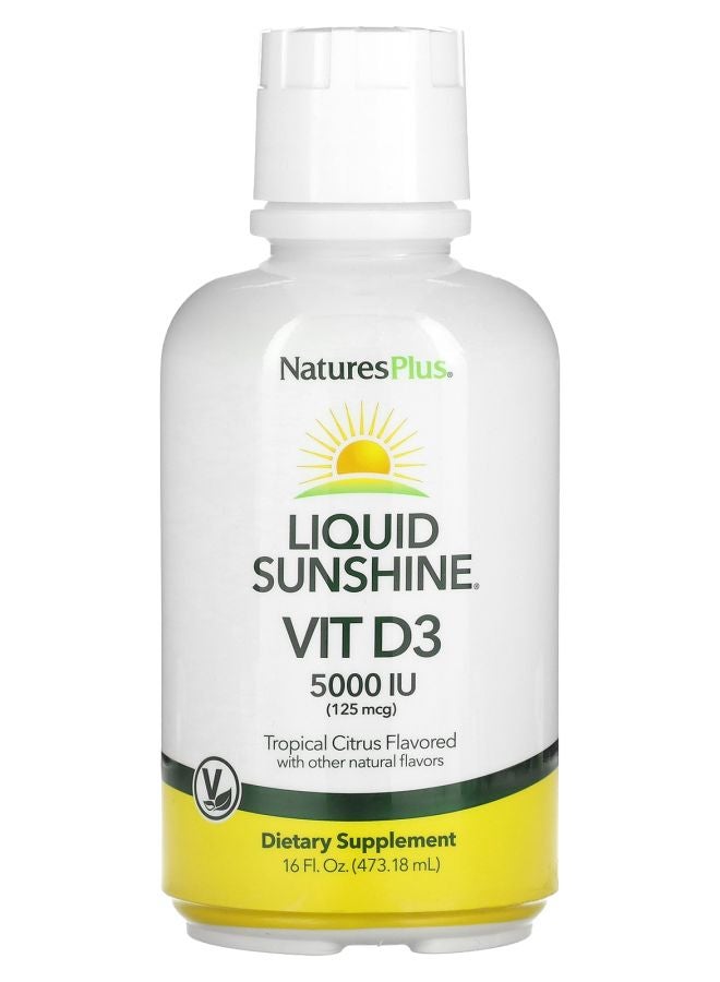فيتامين د3 السائل من صن شاين بنكهة الحمضيات الاستوائية 125 ميكروغرام (5000 وحدة دولية) 16 أونصة سائلة (473.18 مل)
