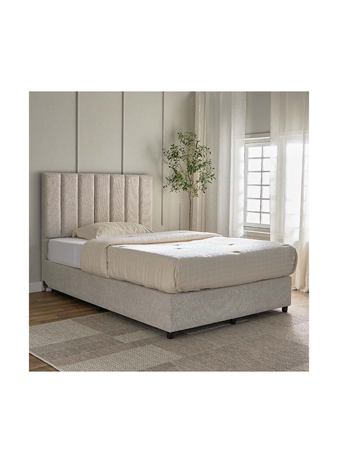House One Twin | Fabric Bed Frame 160x200 cm - Beige - Image 1