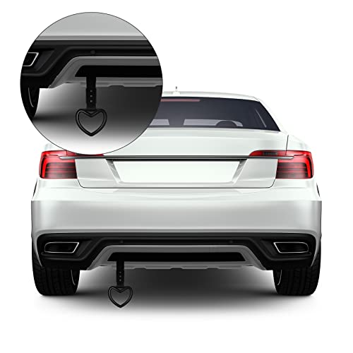 BBTO حلقات على شكل قلب عدد 2 لمقابض السيارة، حبال تنبيه، حلقة تحذير لتزيين الصدام الخلفي، مقبض قلب مكسور لداخل السيارة (أسود، أبيض) - Image 5