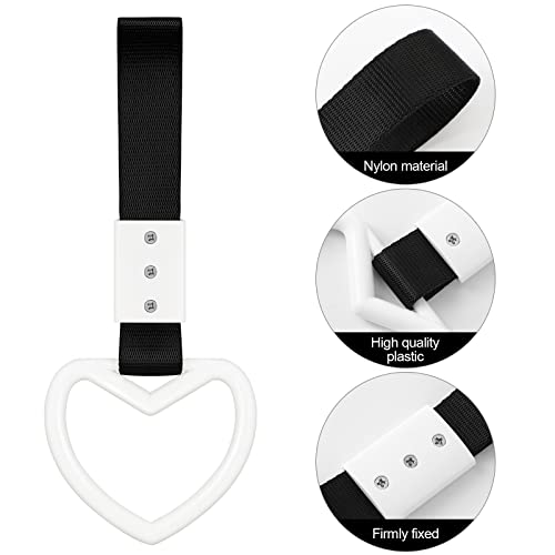 BBTO حلقات على شكل قلب عدد 2 لمقابض السيارة، حبال تنبيه، حلقة تحذير لتزيين الصدام الخلفي، مقبض قلب مكسور لداخل السيارة (أسود، أبيض) - Image 3
