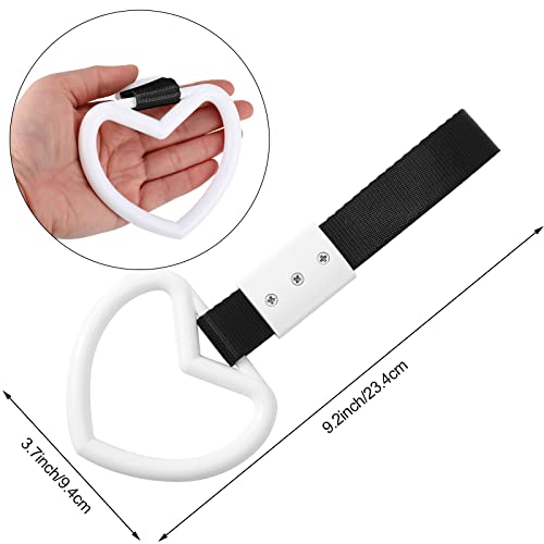 BBTO حلقات على شكل قلب عدد 2 لمقابض السيارة، حبال تنبيه، حلقة تحذير لتزيين الصدام الخلفي، مقبض قلب مكسور لداخل السيارة (أسود، أبيض) - Image 2