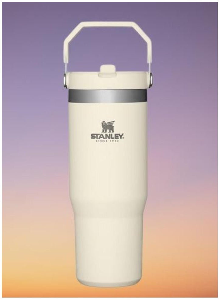 IceFlow 30 oz Stainless Steel Tumbler with Leak-Resistant Flip Straw - Vacuum Insulated Water Bottle for Home, Office, or Car, Keeps Drinks Cold for 12 Hours, Cream Color – Durable, Stylish, Spill-Free Hydration for Everyday Use