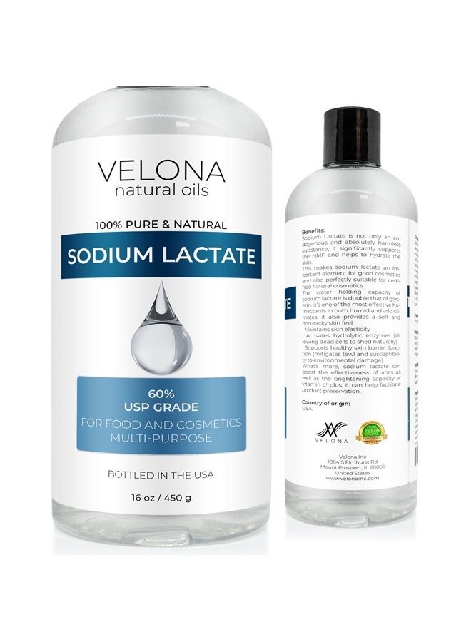 Velona Sodium Lactate 60% - 16 oz | USP Grade Natural Preservative | for Soap Making & Lotions | Harder Bar of Soap, pH Regulator, Glycerin Substitute, Provides and Keep Moisture - Image 1
