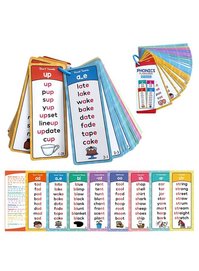 Lachilly Phonics Word Lists Cards, Phonetic Word Column List, Vocabulary Building Teaching Aids with 900+ Phonics Rhyming Words, Speech Therapy Tools for Toddlers - Image 1