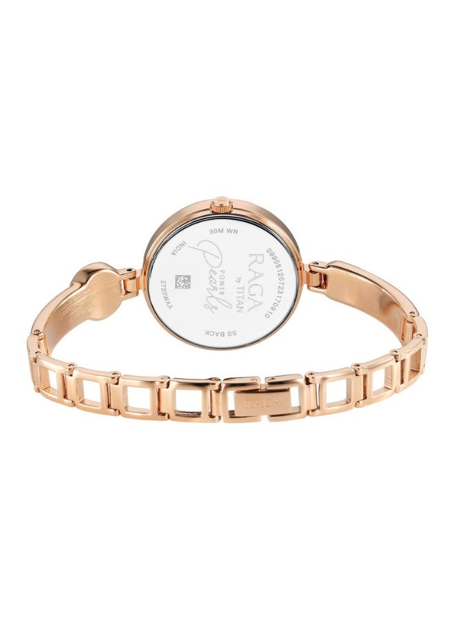 TITAN ساعة رجا باور بيرلز للنساء 2720WM01 – قرص وردي ذهبي، حزام معدني من الفولاذ المقاوم للصدأ مع لمسة من اللؤلؤ، حركة كوارتز - Image 5