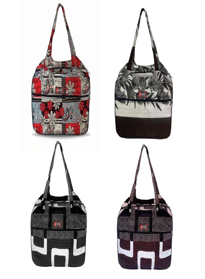 Temoli Tote Bags For Women Girls Handbag Zipper Large Capacity Fashion Bag for College Office,Box & Black,4 Pcs - Image 1
