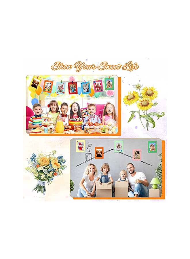 The Bros Paper Picture Frames, 10PCS Colorful DIY Creative Retro Kraft Paper Polaroid Films Hanging Album Frame with Wood Clips and Jute Twine, for Home School Office Wall Decoration (4x6 inch) - Image 4