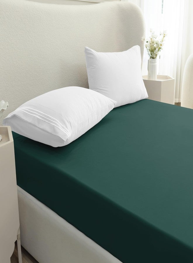Mocassi Full Fitted Sheet - Deep Pocket Cooling Sheets up to 16 inch - Hotel Luxury 1800 Premier - Softest Sheets - Wrinkle Resistant - 1 Single Bottom Fitted Sheet, Full, Forest Green - Image 3