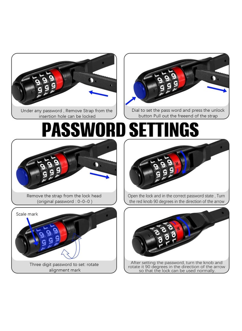 KASTWAVE - Bicycle Zip Tie Lock Multifunctional Adjustable Bicycle Lock 3-Digit Key/with Password for Bikes Luggage Skis Lockers and Doors - Image 1