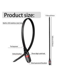 KASTWAVE Bicycle Zip Tie Lock Multifunctional Adjustable Bicycle Lock 3-Digit Key/with Password for Bikes Luggage Skis Lockers and Doors  - Image 5