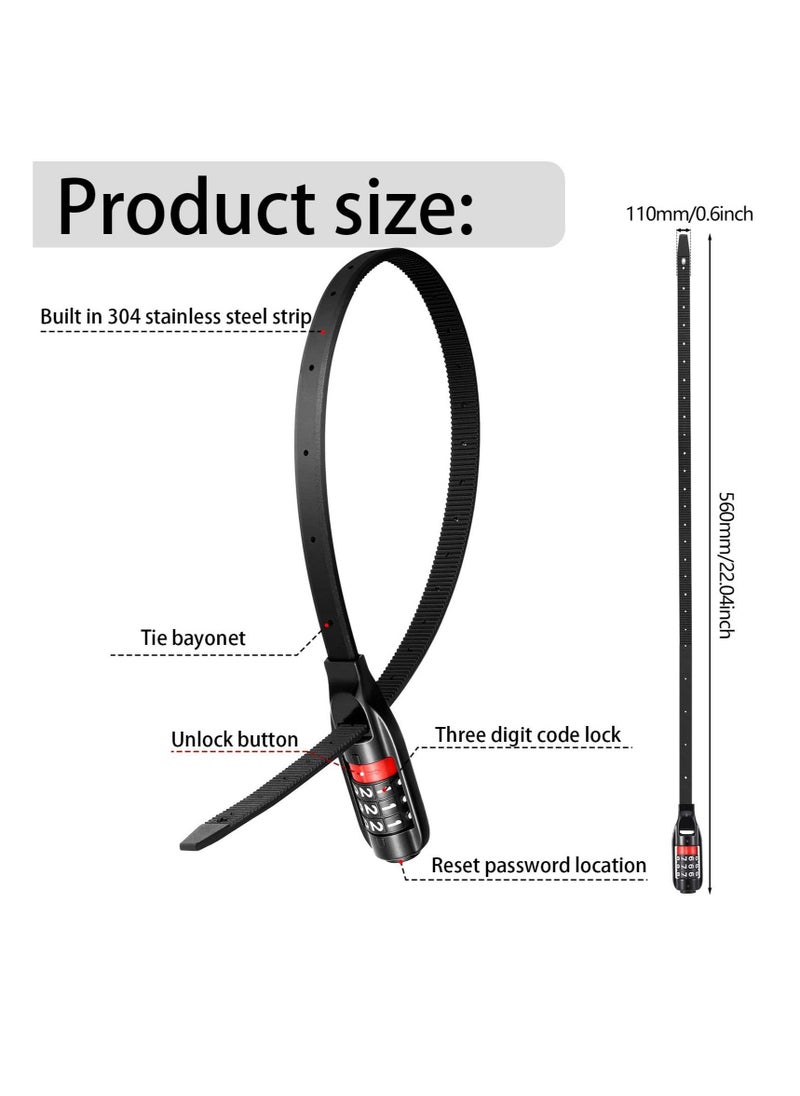 KASTWAVE - Bicycle Zip Tie Lock Multifunctional Adjustable Bicycle Lock 3-Digit Key/with Password for Bikes Luggage Skis Lockers and Doors - Image 1