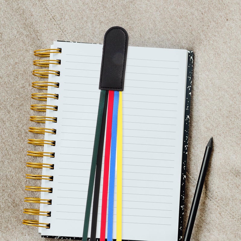 Black PU Leather and Satin Ribbon Bible Bookmark Page Marker for Reading Study - Image 5