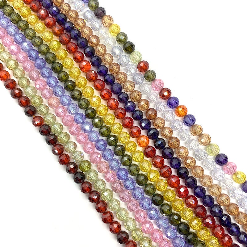 خرز طبيعي مقطع سائب 6مم دائري زركونيا مكعبة بألوان متعددة لصنع القلائد DIY - Image 4