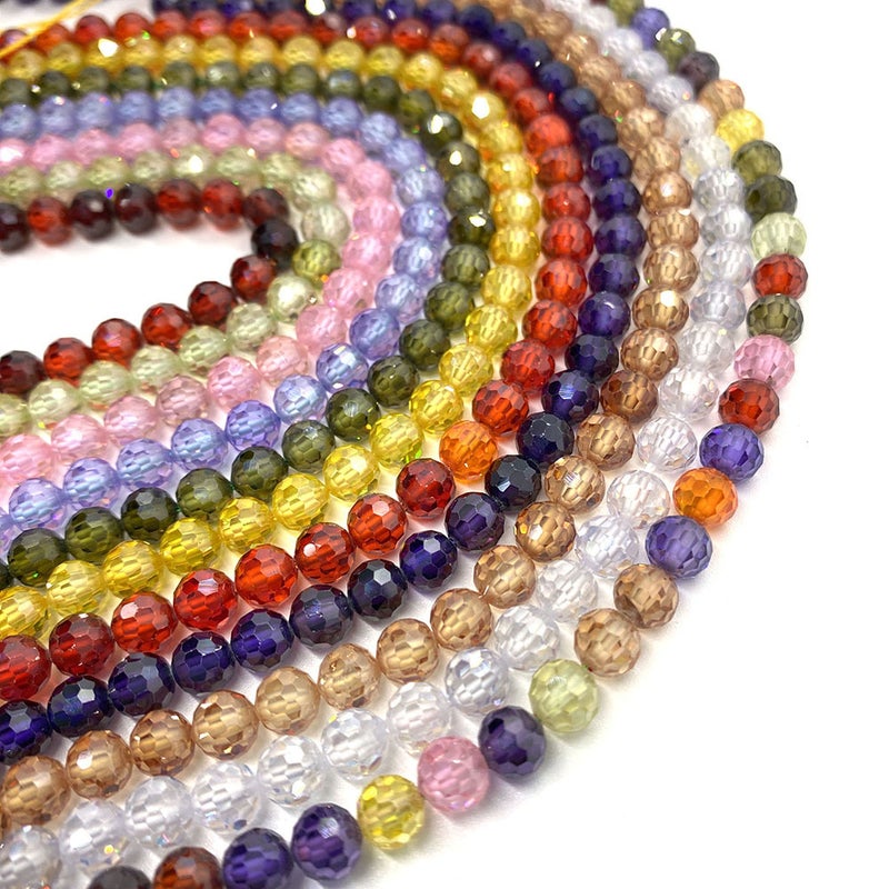 خرز طبيعي مقطع سائب 6مم دائري زركونيا مكعبة بألوان متعددة لصنع القلائد DIY - Image 5