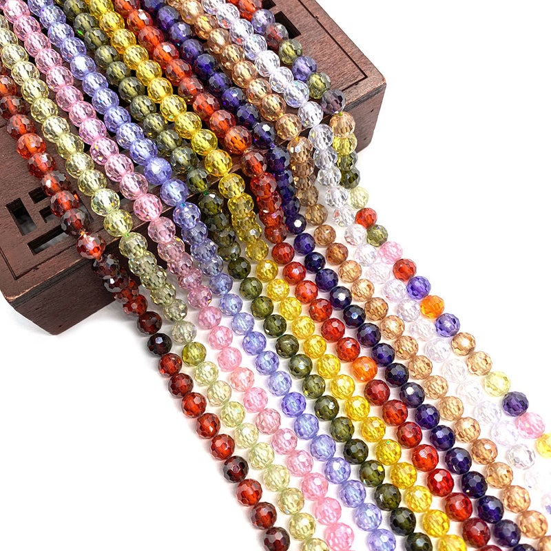 خرز طبيعي مقطع سائب 6مم دائري زركونيا مكعبة بألوان متعددة لصنع القلائد DIY - Image 3